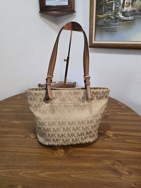 Michael Kors Beige/Tan MK Monogram Tote